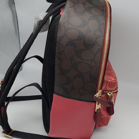 Coach Medium Charlie Backpack in Blocked Signature - Picture 3 of 8